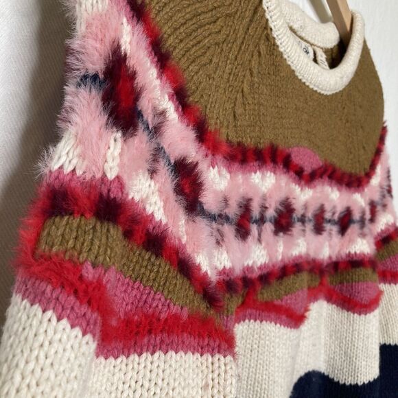 Anthropologie Field Flower Fair Isle Camellia Sweater Pullover Wool Blend XS - Picture 8 of 15